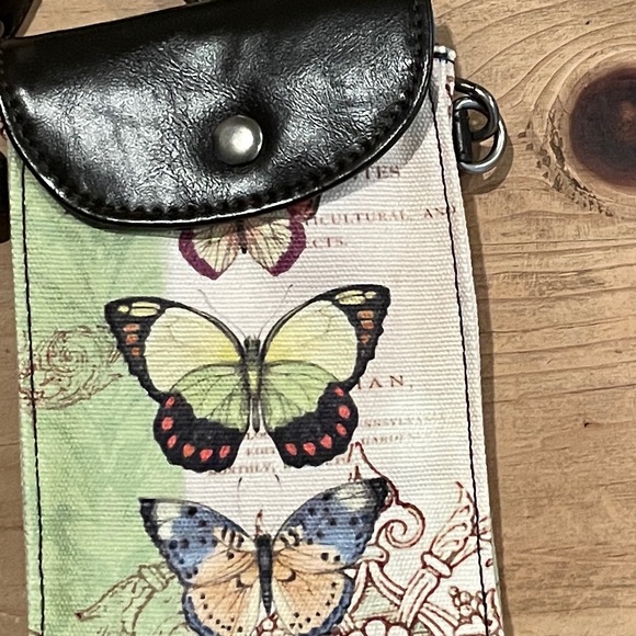 NWOT Susan Winget Butterfly Crossbody  Phone Wallet Nature Artsy Art to Wear - Picture 7 of 7